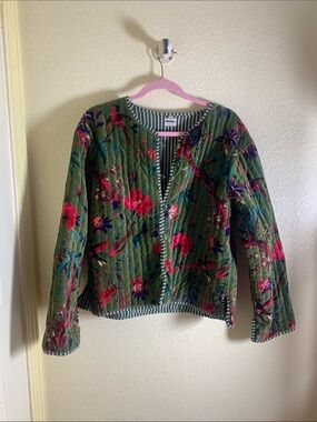 NWOT BlinkBuy Quilted Floral Open-Front Cardigan Sweater, Size L